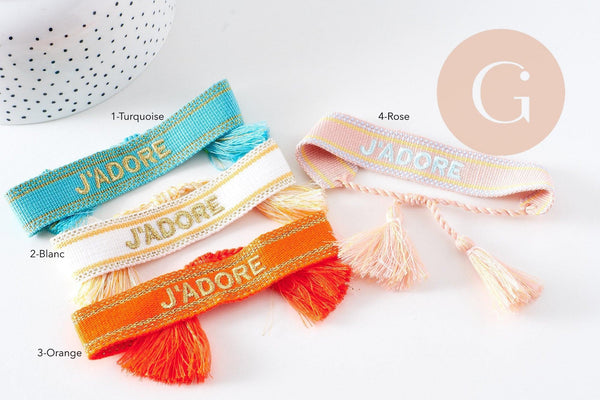 Bracelet brodé J'ADORE HOPE EFJF, x1 (G7649)