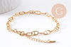 Bracelet chaine maille marine acier 304 inoxydable doré IP 14k 16.7cm, x1 (G10348)