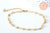 Bracelet cœur & fleur réglable acier doré 14k, 21cm, x1 (G6233)