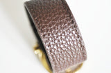 Bracelet cuir marron réglable boucle dorée 25.5mm, x1 (G8494)