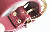 Bracelet cuir rouge bordeaux réglable boucle dorée 25.5mm, x1 (G4791)