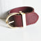 Bracelet cuir rouge bordeaux réglable boucle dorée 25.5mm, x1 (G4791)