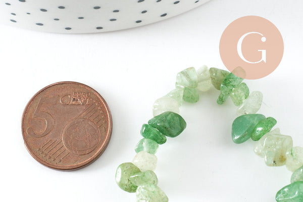 Bracelet élastique chips aventurine verte naturelle 50mm, x1 (G5668)