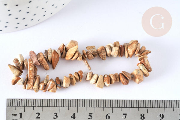 Bracelet élastique chips jaspe paysage naturel 50mm, x1 (G7076)