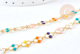 Bracelet fantaisie acier doré 304 inoxydable émaillé multicolore 25mm, x1 G8803