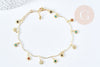 Bracelet fleurs marguerites laiton doré émaillé multicolore 24.5mm, x1 (G8787)