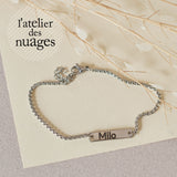 Bracelet gourmette personnalisée médaille à graver acier inoxydable 304 (ADN13)