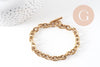 Bracelet grosse maille acier 304 inoxydable doré 14k 22cm, x1 (G4198)