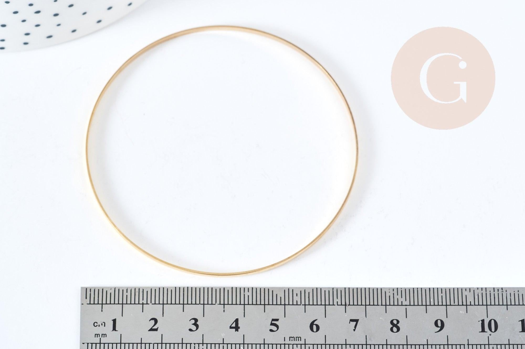 Bracelet jonc fin 2.5mm lisse doré 14K-67mm, x1 (G8357)