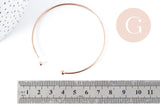 Bracelet jonc fin finition boule cuivre or rose 16K 2mm/60mm, x1 (G8356)
