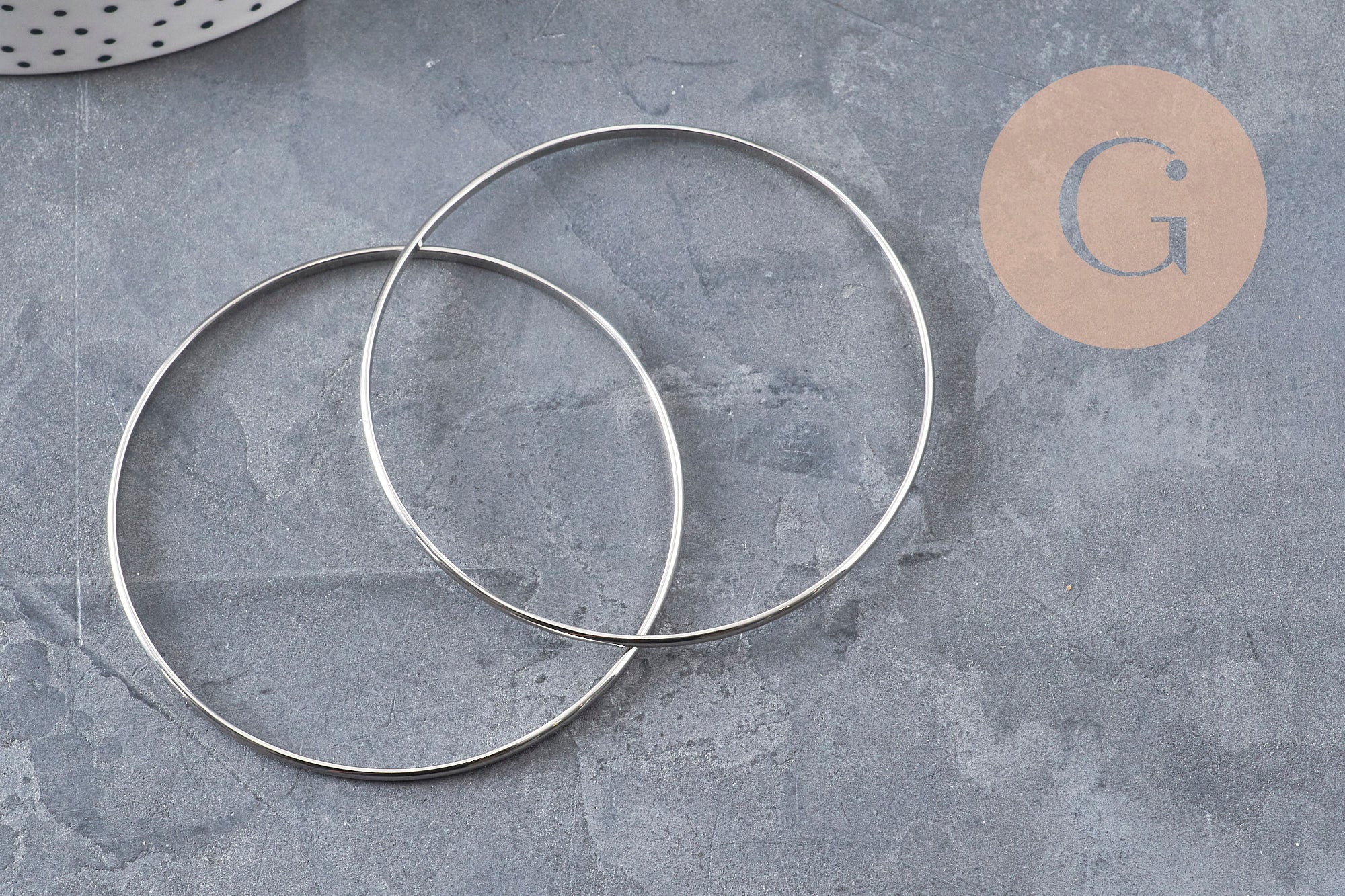Smooth 304 Stainless Steel Platinum Bangle Bracelet 65mm, x1 (G11150)
