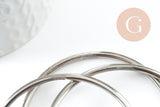 Bracelet jonc lisse rond 3mm acier 304 inoxydable platine 65mm,(Légères traces à la jointure) x1 (G9259)
