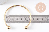 Bracelet jonc ouvert finition boule 2mm acier 304 inoxydable doré 60mm, x1 (G10311)