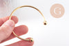 Bracelet jonc ouvert finition boule 2mm acier 304 inoxydable doré 60mm, x1 (G10311)