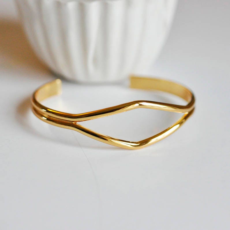 Bracelet jonc ouvert réglable 16k 64mm, x1 (G10174)