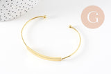 Bracelet jonc réglable laiton doré 18K 64mm, x1 (G1241)