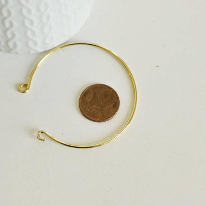 Bracelet jonc réglable laiton doré finition boucle 16k 57mm, x1 (G10175)