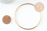 Bracelet jonc strié acier inoxydable doré 14k 60mm, bracelet résistant à l'eau, sans nickel, x1 (G9508)