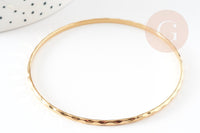 Bracelet jonc strié acier inoxydable doré 14k 71mm, x1 (G5961)