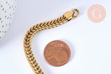Bracelet maille américaine acier doré inoxydable 304,, sans nickel, 21cm, x1 (G6966)