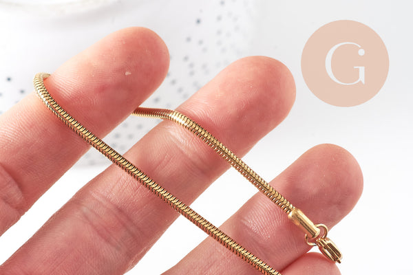 Bracelet maille chaine serpent avec extension en acier 304 inoxydable 20cm, largeur 2.5mm, x1 (G4907)