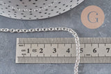 Pulsera de eslabones forzados de acero inoxidable 304 plateado de 4 mm/18,5 cm, x1 (G11204)