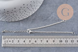 Bracelet maille rolo acier inoxydable argenté 16.5cm, x1 (G10914)