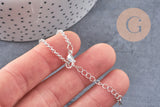 Bracelet maille rolo acier inoxydable argenté 16.5cm, x1 (G10914)