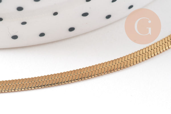 Bracelet maille serpent acier 304 inoxydable doré 14k inoxydable IP 18cm, x1 (G3926)