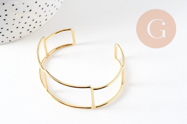 Bracelet manchette jonc réglable laiton 18k 51mm, x1 (G5261)
