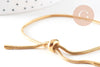 Bracelet réglable chaine serpent acier inoxydable doré, fermoir frein, sans nickel, 14k 2mm/ 27cm, x1 (G5496)