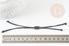 Bracelet réglable cordon ciré noir or acier 304 inoxydable 13-14cm, x1 (G9267)