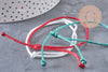 Bracelet réglable cordon polyester blanc vert rouge 1-17cm, x1 (G10828)