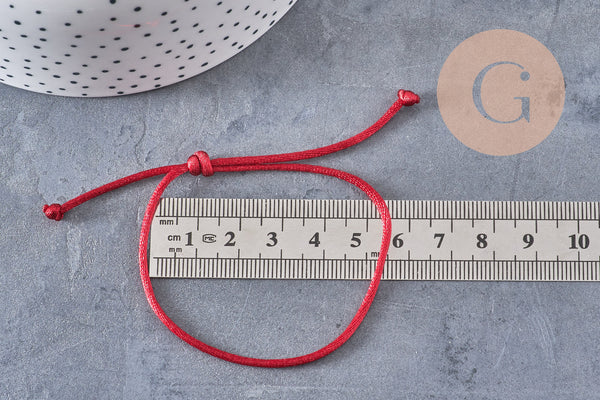 Bracelet réglable cordon polyester blanc vert rouge 1-17cm, x1 (G10828)