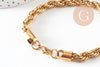 Bracelet torsadé acier doré 14k,bracelet acier chirurgical, sans nickel, 22cm, x1 (G1398)