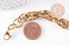 Bracelet très grosse maille acier 304 inoxydable doré IP 14k 20.5cm, x1 (G4197)