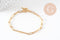 Bracelet trombone striée acier doré 14k inoxydable, fermoir en T, sans nickel, 20.9cm, x1 (G5805)