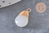 Breloque Goutte verre cuivre doré couleur mixte 18,5mm, breloque goutte verre, x1 (G8034)