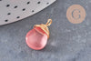 Breloque Goutte verre cuivre doré couleur mixte 18,5mm, breloque goutte verre, x1 (G8034)