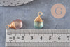 Breloque Goutte verre cuivre doré couleur mixte 18,5mm, breloque goutte verre, x1 (G8034)