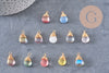 Breloque Goutte verre cuivre doré couleur mixte 18,5mm, breloque goutte verre, x1 (G8034)
