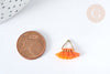 Breloque Pompon orange polyestère laiton doré 15mm, x1 (G8216)