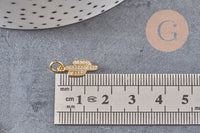 Breloque cactus laiton doré 18k cristal,sans nickel,western États-Unis,pendentif porte bonheur, Pendentif zircon,15mm x1 (G0484)