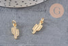 Breloque cactus laiton doré 18k cristal,sans nickel,western États-Unis,pendentif porte bonheur, Pendentif zircon,15mm x1 (G0484)