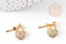 Breloque cadenas coeur laiton doré 18k cristal 17mm, x1 (G2729)