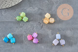 Breloque carrée dolomite naturelle teinté laiton doré 7.5mm, x1 (G11371)-Breloques et pendentifs-Gingerlily Perles
