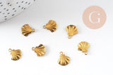 Breloque coquillage laiton, breloques laiton brut , pendentif bijoux,sans nickel, 10mm , x10 G0192