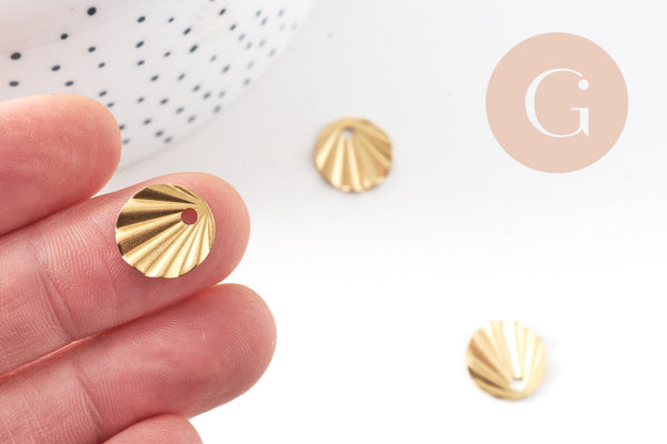 Breloque coquillage laiton, breloques laiton brut ,pendentif bijoux,sans nickel, 13.5mm, x10 G0790