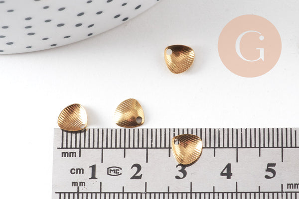 Breloque coquillage laiton brut 10mm, pendentif pendentif bijou laiton brut sans nickel x50 (4.5gr) G0373