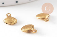 Breloque coquillage laiton, fournitures pour bijoux, breloques laiton brut ,pendentif bijoux,sans nickel, x 10, 8mm,G2559